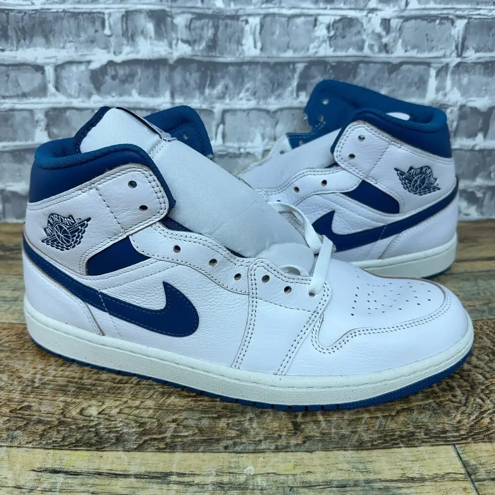 Nike Air Jordan 1 Retro Mid SE White Industrial Blue Sail FN5215-141 Mens 10.5